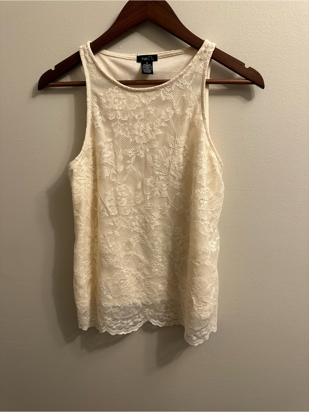 #444 Rue21 Cream Floral Lace Camisole Tank